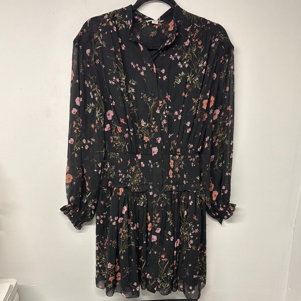 American Eagle long sleeve Floral Black Dress